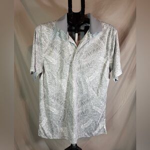Pro Tour Men’s Golf Polo – Gray/White Palm Leaf Pattern ⛳🌿